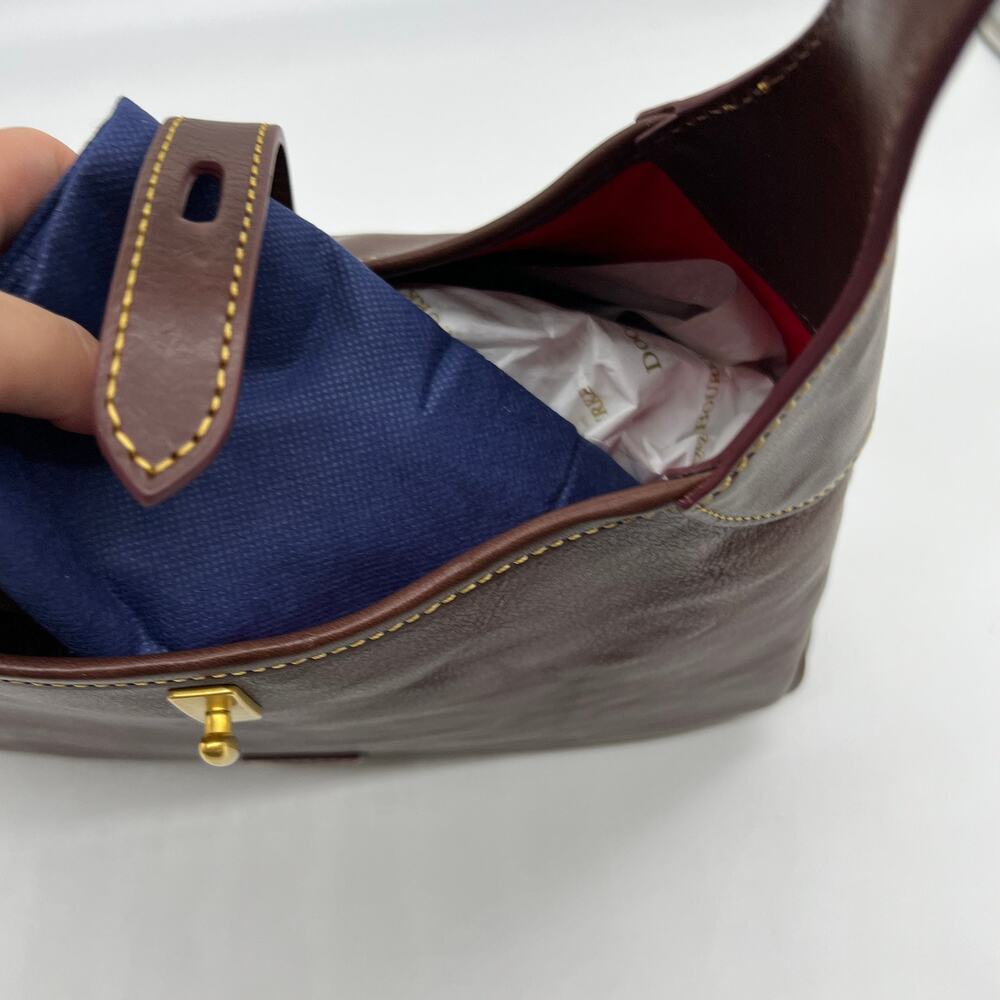 Dooney & Bourke Florentine Leather Crescent Hobo Women Purse Chestnut - Picture 15 of 16